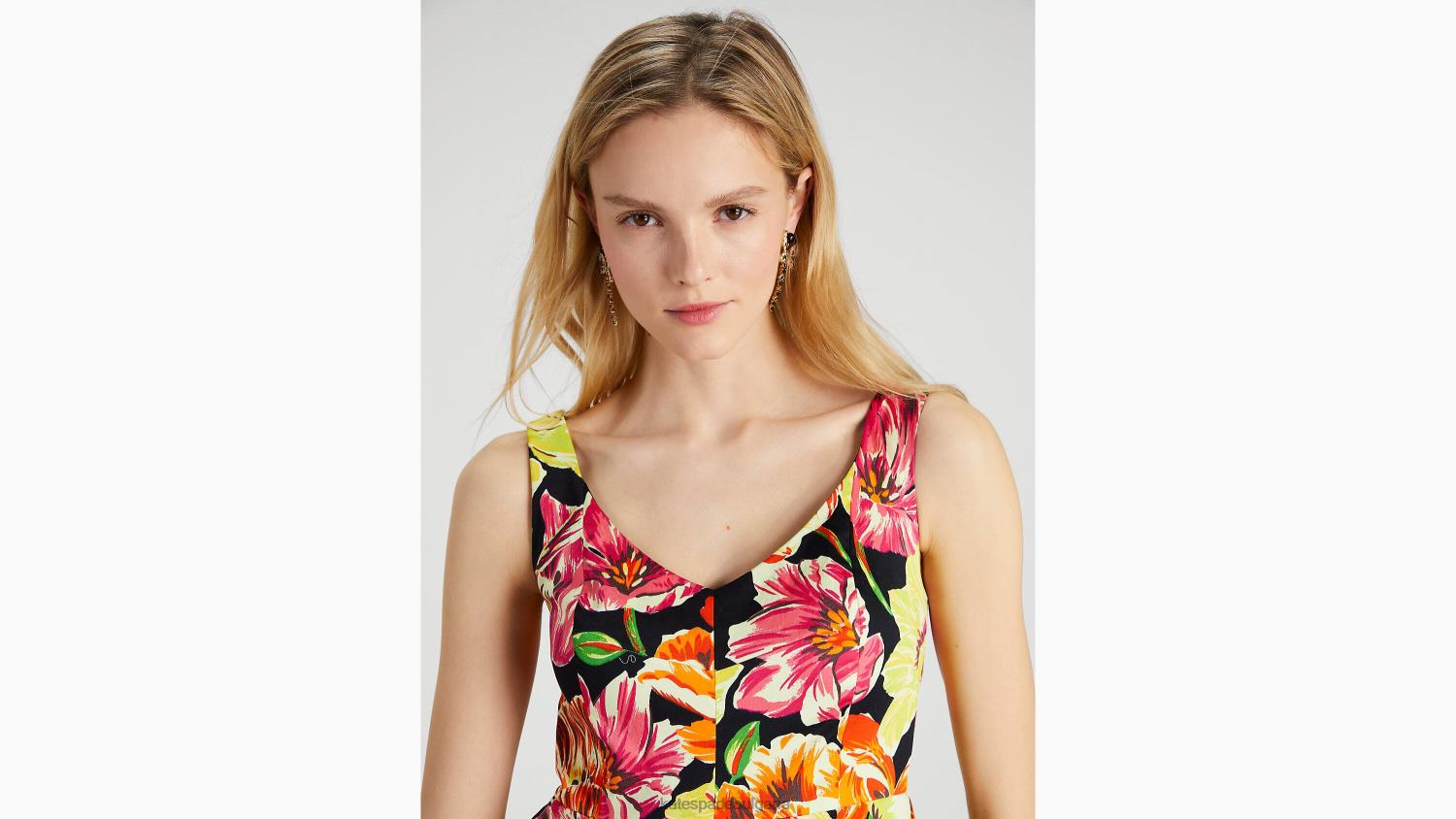 облекло Kate Spade изящна рокля с рисувани лалета черен Жени 2N00B732