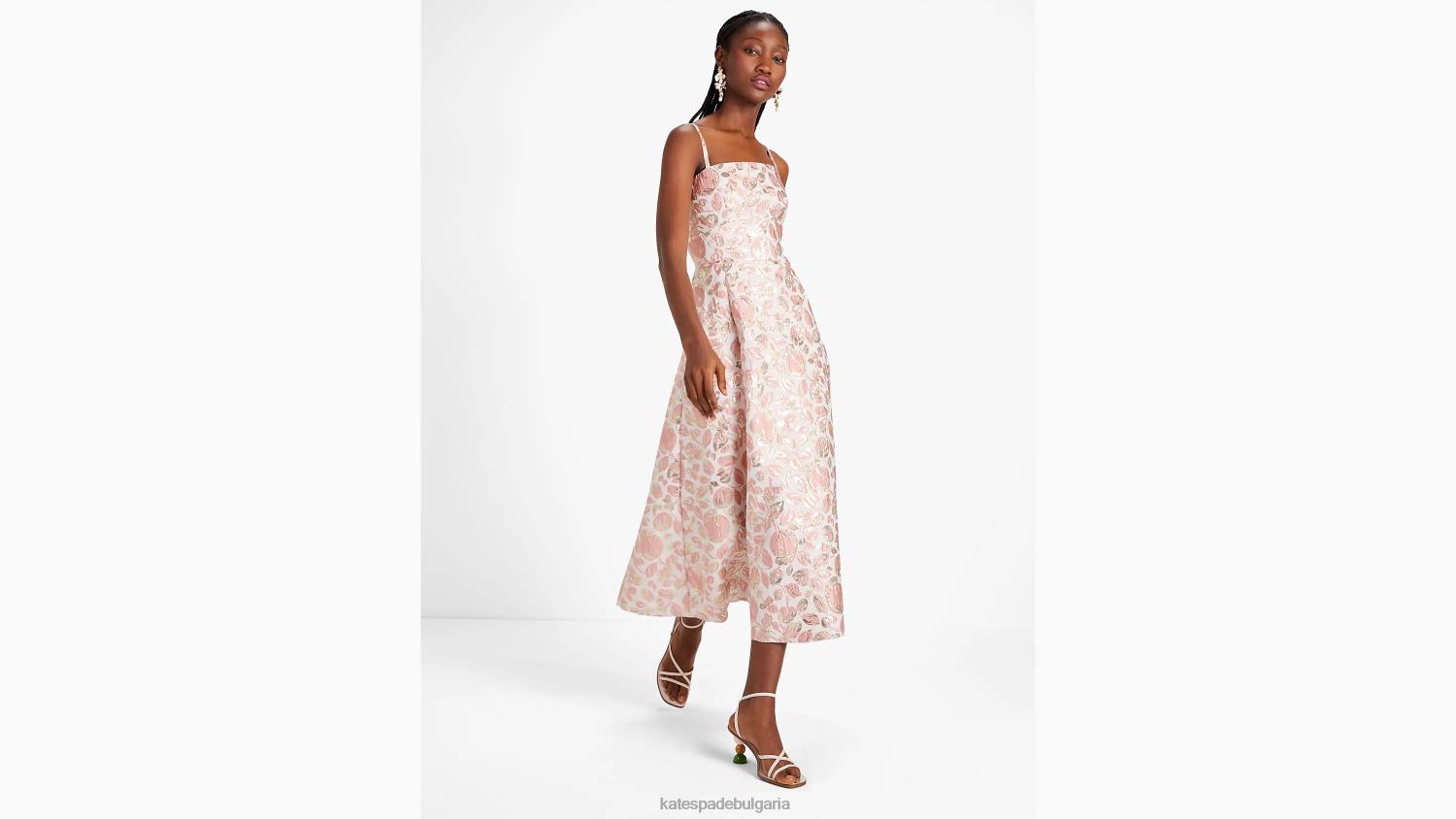 облекло Kate Spade брокатена рокля с пъпки на цветя розова пъпка Жени 2N00B761