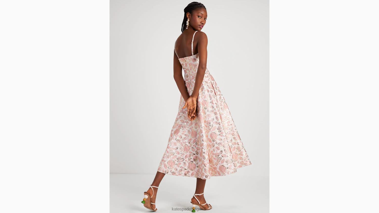 облекло Kate Spade брокатена рокля с пъпки на цветя розова пъпка Жени 2N00B761