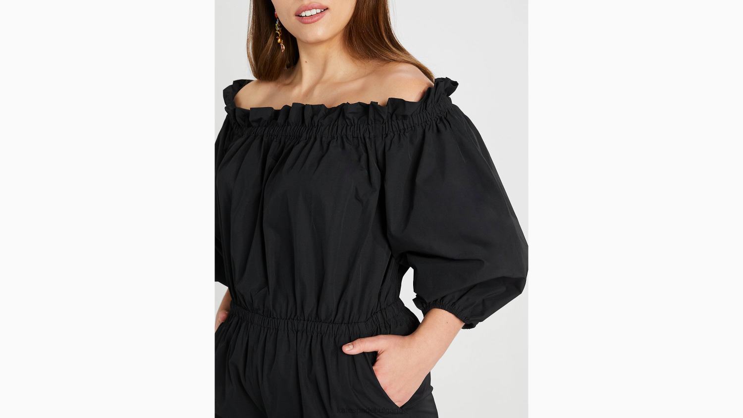 облекло Kate Spade гащеризон от тафта с отворени рамене черен Жени 2N00B770