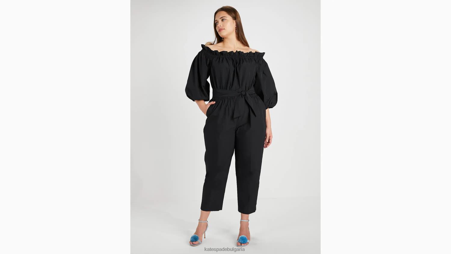 облекло Kate Spade гащеризон от тафта с отворени рамене черен Жени 2N00B770