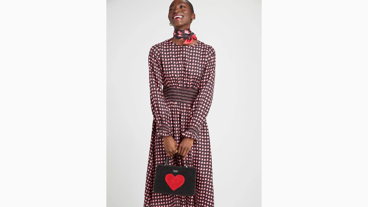 облекло Kate Spade вълниста рокля с красиви сърца черно мулти Жени 2N00B901