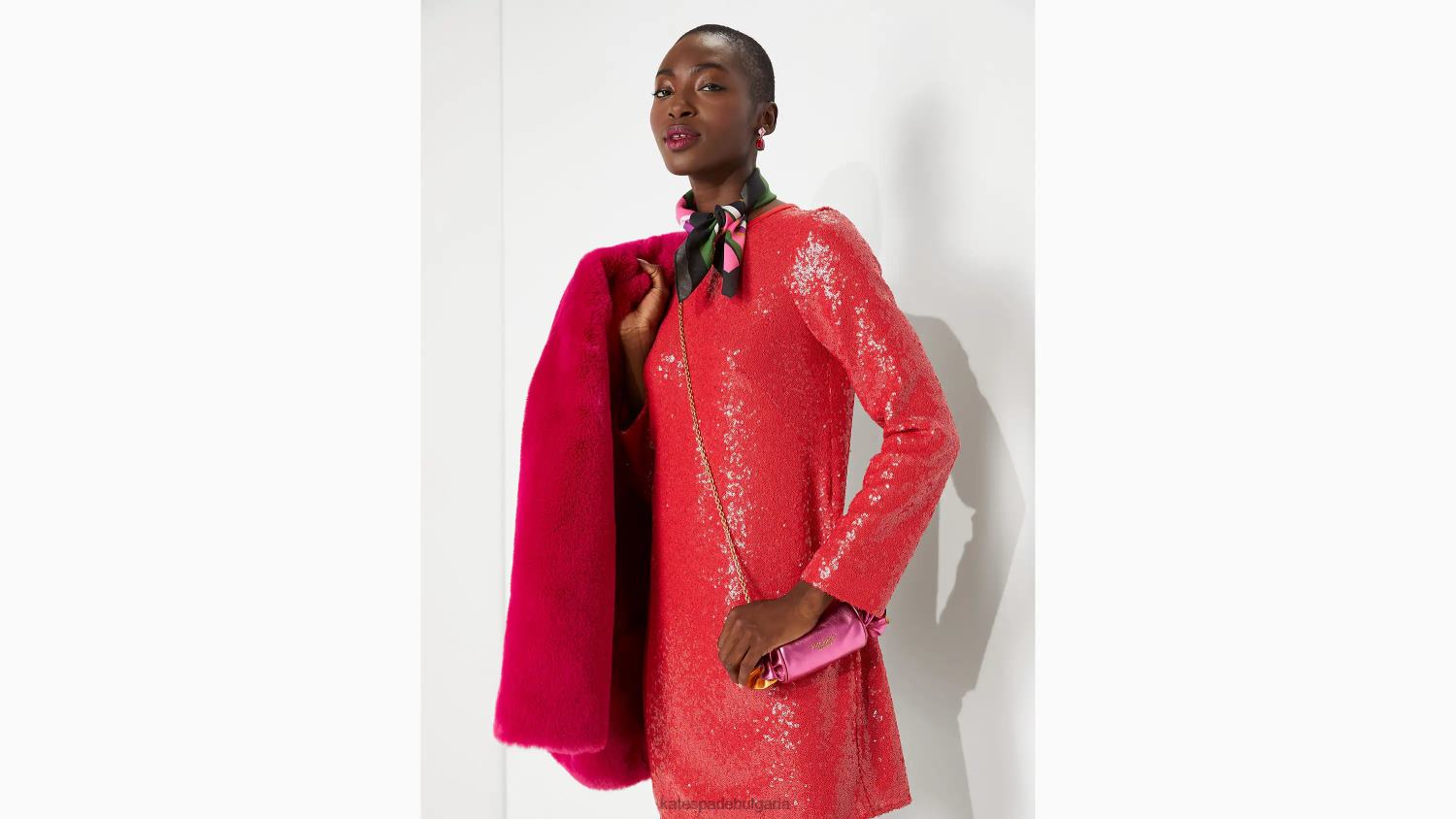 облекло Kate Spade рокля с пайети двигател червен Жени 2N00B903