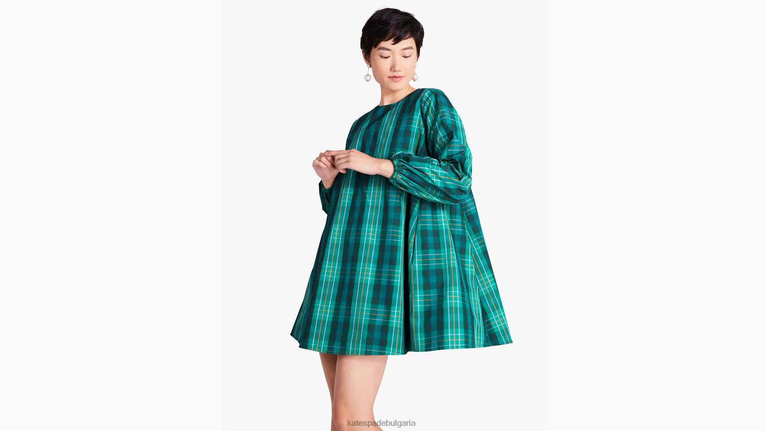 облекло Kate Spade оранжерийна карирана рокля Ела борова горичка Жени 2N00B905