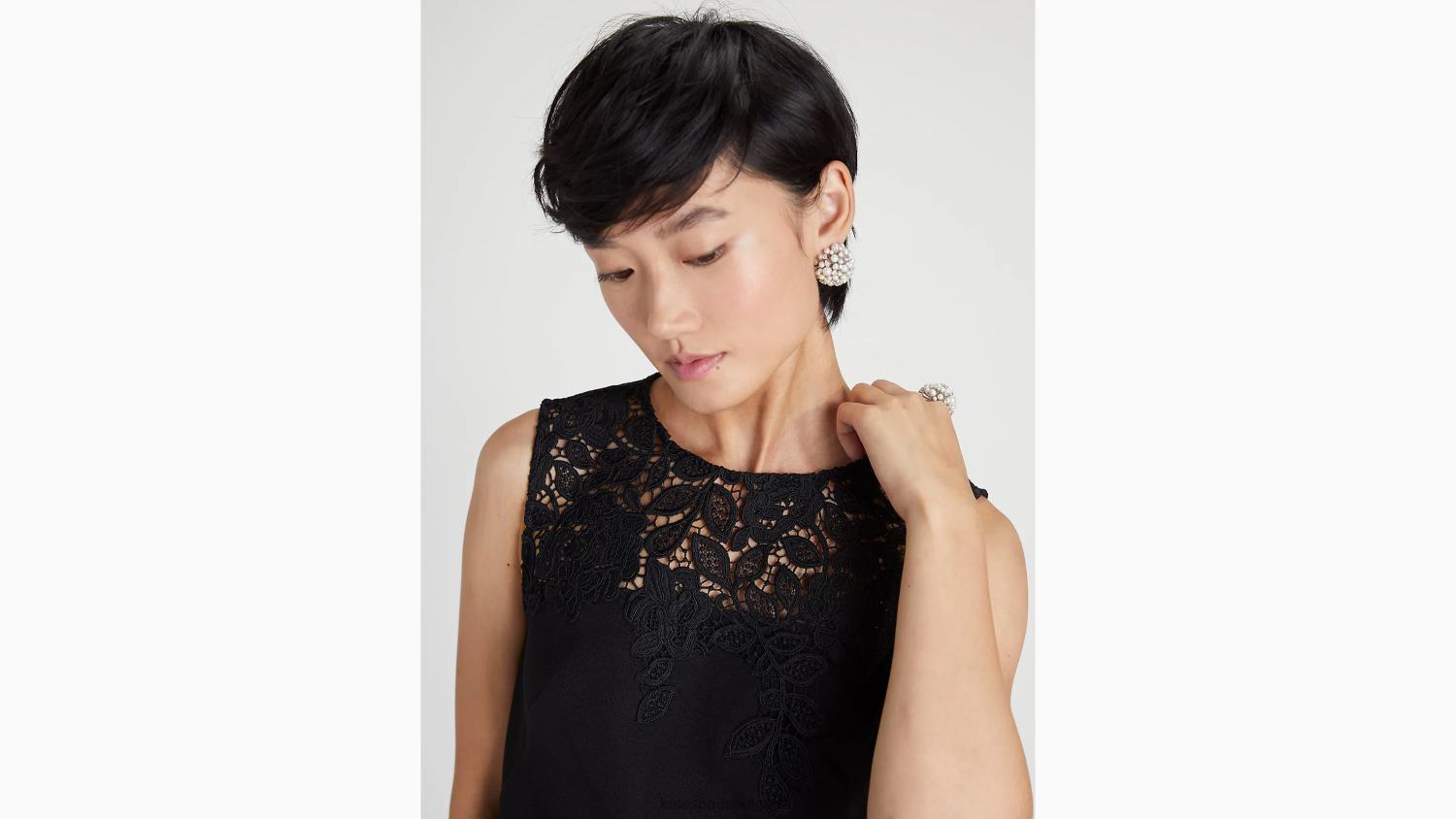 облекло Kate Spade рокля от креп с дантелени апликации черен Жени 2N00B916