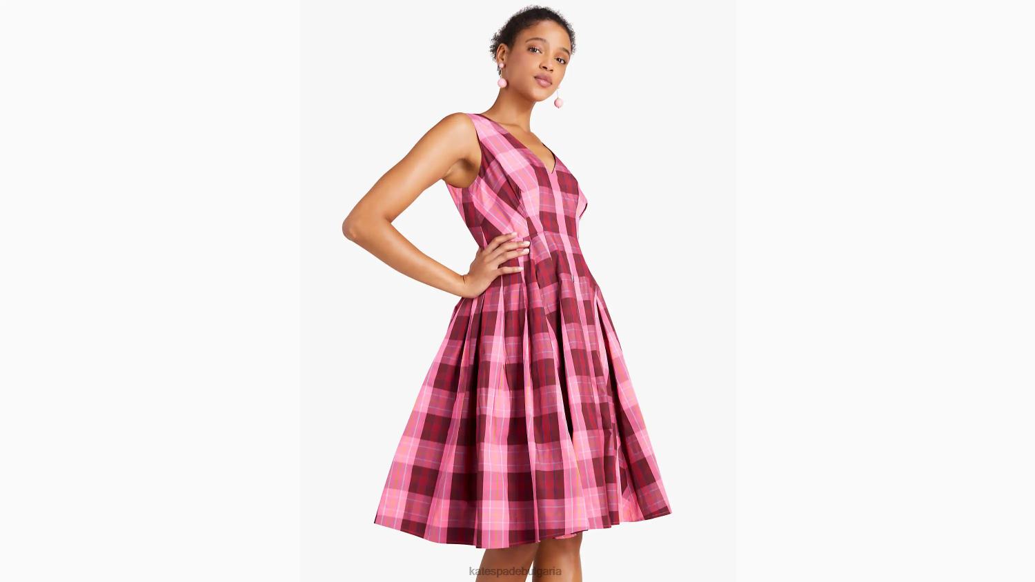 облекло Kate Spade оранжерийна карирана миди рокля от тафта ярки орлови нокти Жени 2N00B919