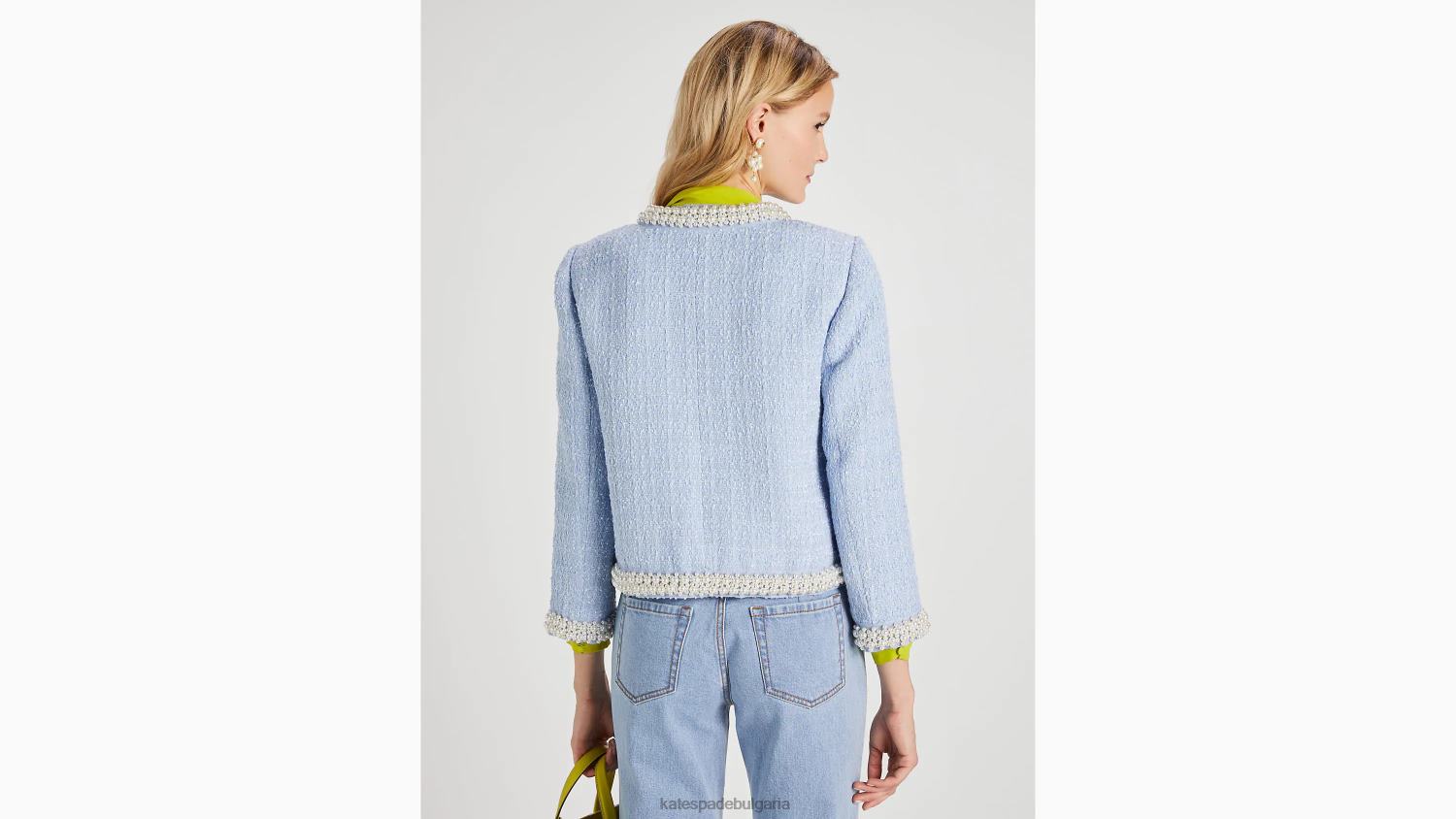 облекло Kate Spade сако от туид, украсено с перли бледа хортензия Жени 2N00B763