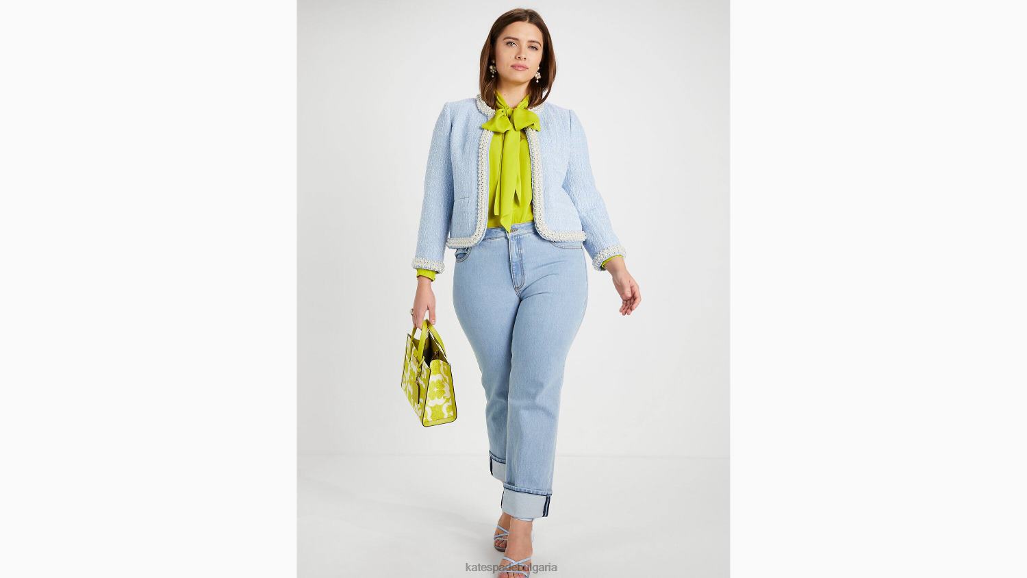 облекло Kate Spade сако от туид, украсено с перли бледа хортензия Жени 2N00B763