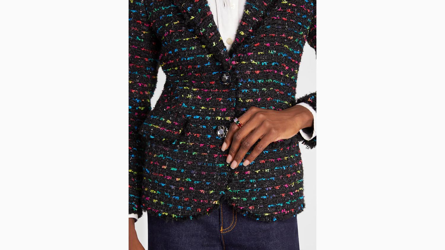 облекло Kate Spade метален блейзър от туид черно мулти Жени 2N00B887