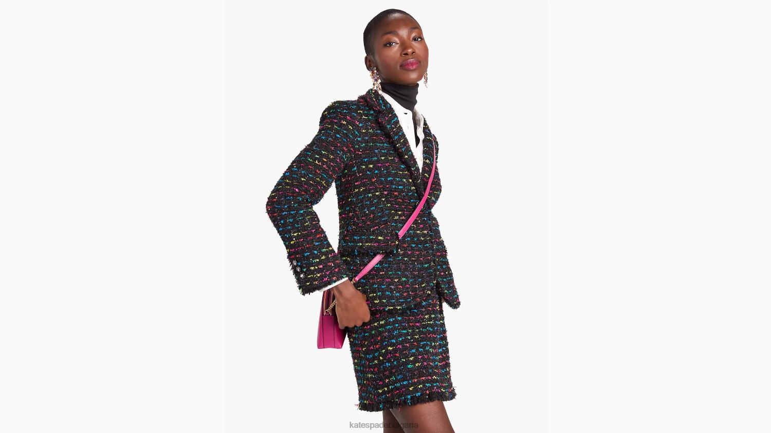 облекло Kate Spade метален блейзър от туид черно мулти Жени 2N00B887