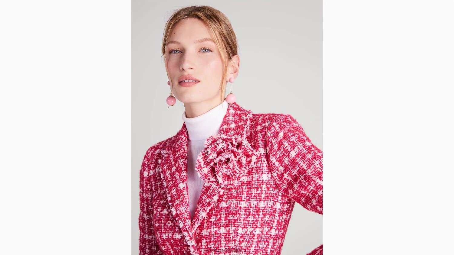 облекло Kate Spade кариран сако от туид розово мулти Жени 2N00B946