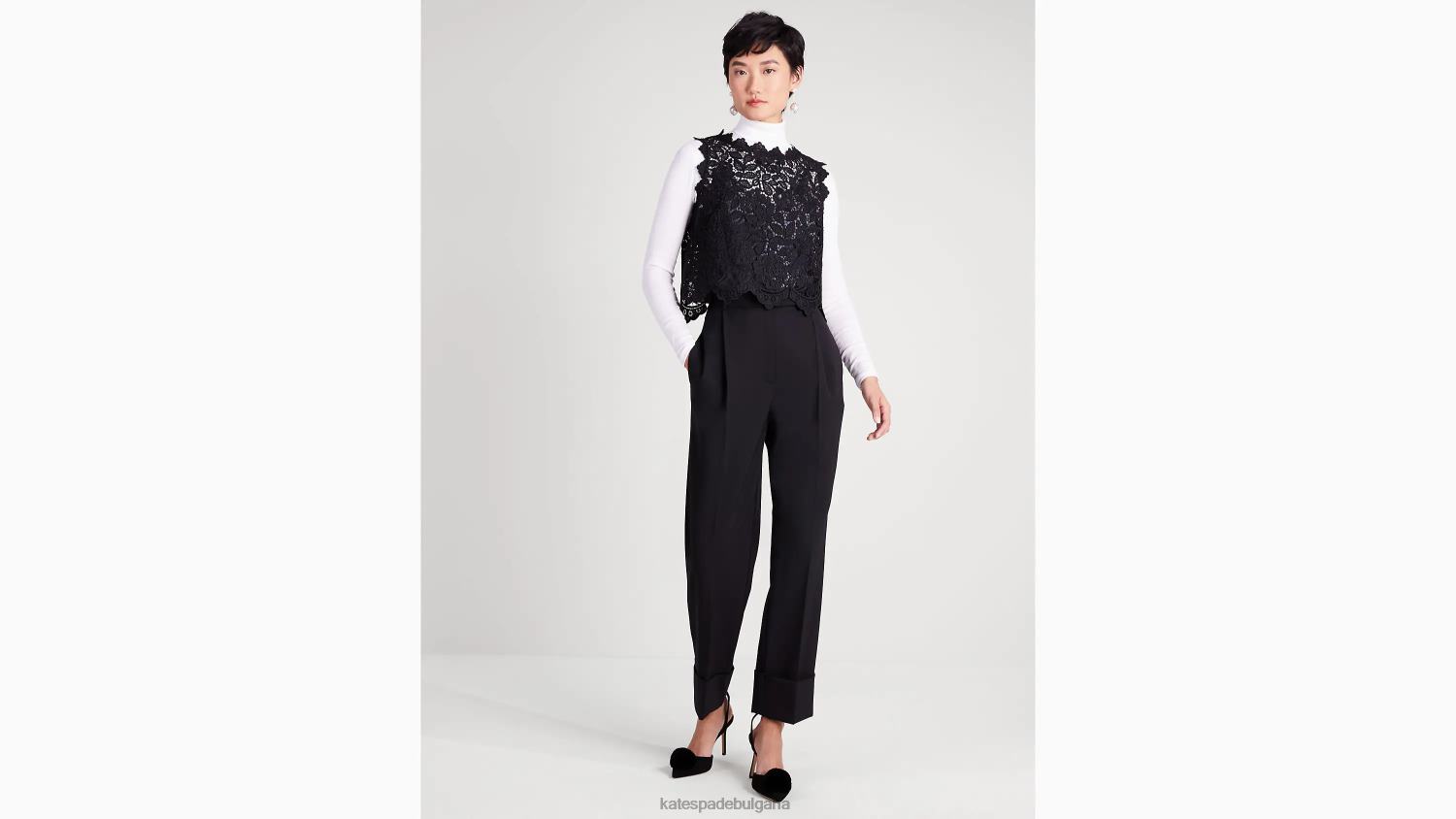 облекло Kate Spade флорална дантелена черупка черен Жени 2N00B849