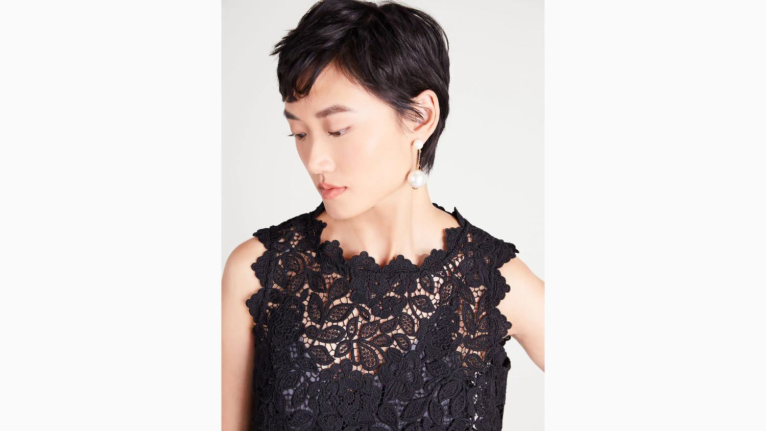 облекло Kate Spade флорална дантелена черупка черен Жени 2N00B849