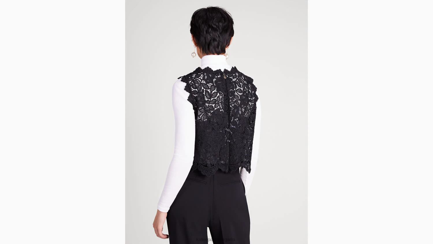 облекло Kate Spade флорална дантелена черупка черен Жени 2N00B849