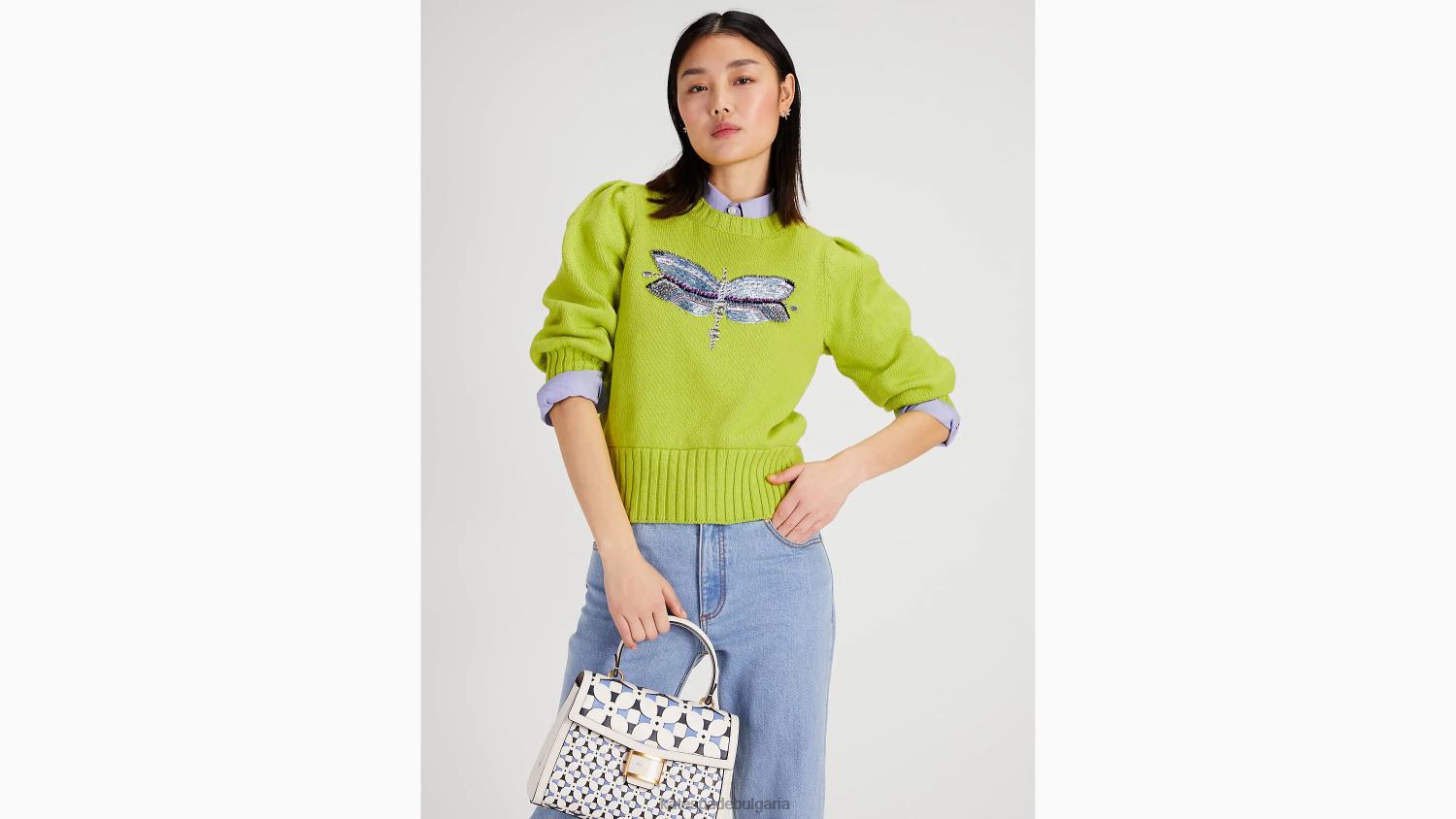 облекло Kate Spade пуловер, украсен с водни кончета кора от лайм Жени 2N00B735