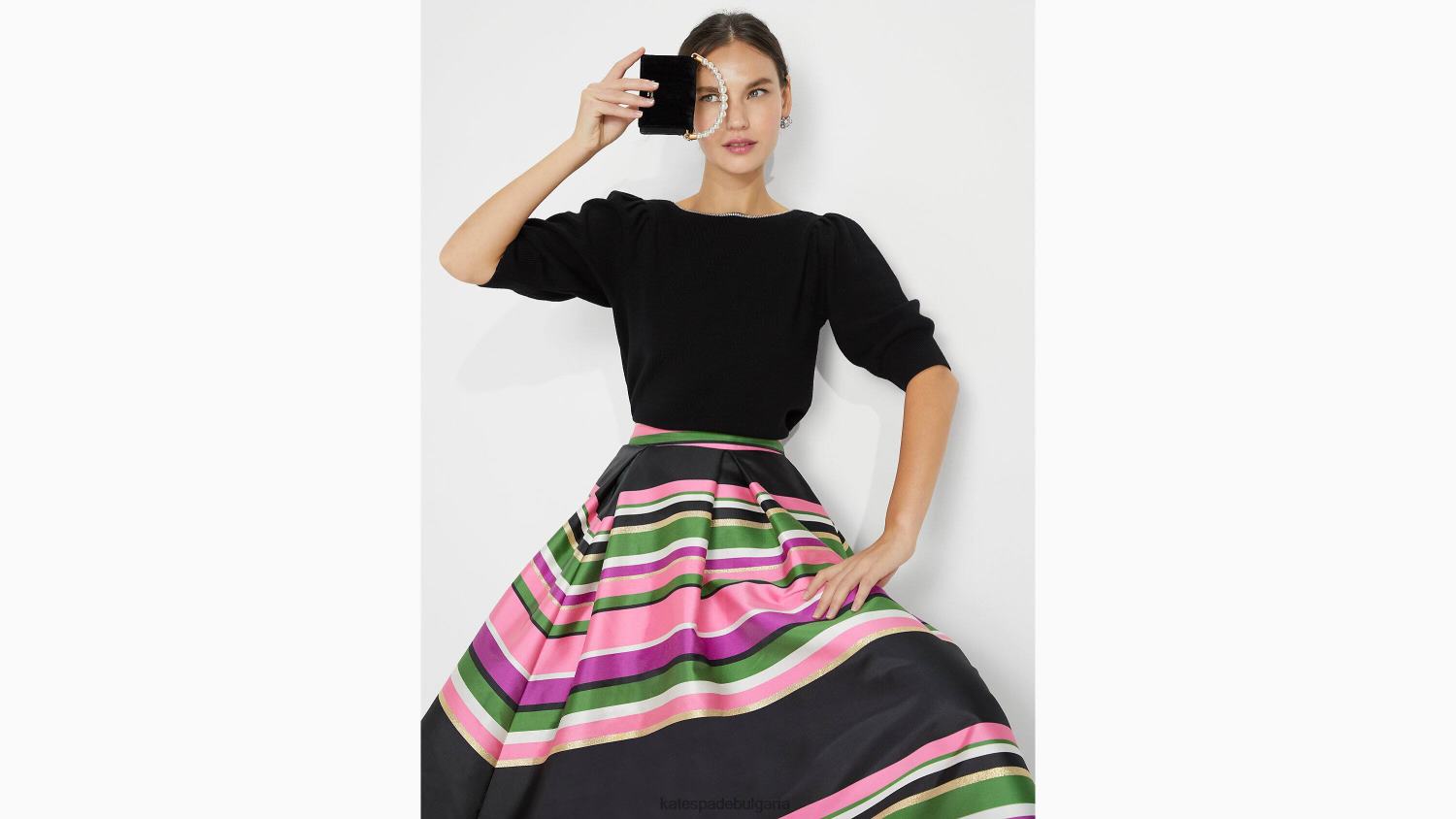 облекло Kate Spade пуловер с лодка с ръбове с ръбове от кристали черен Жени 2N00B859