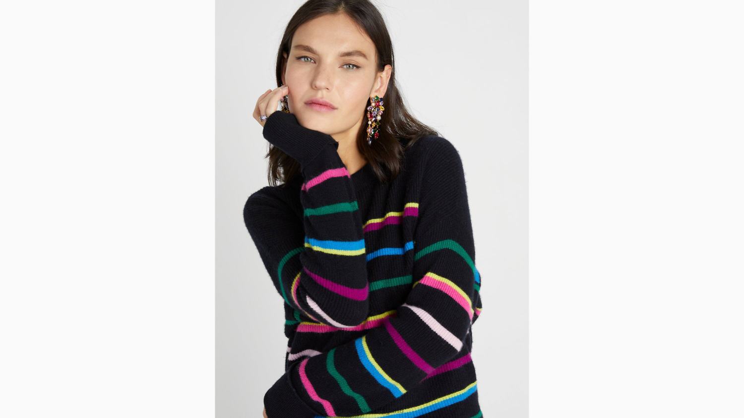 облекло Kate Spade парти пуловер на райета черно мулти Жени 2N00B888