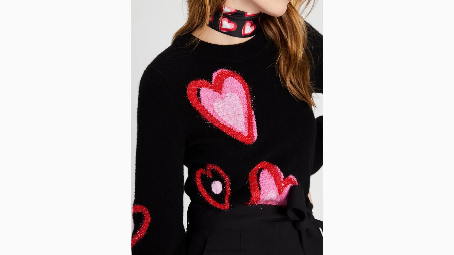 облекло Kate Spade пуловер с припокриващи се сърца черно мулти Жени 2N00B889