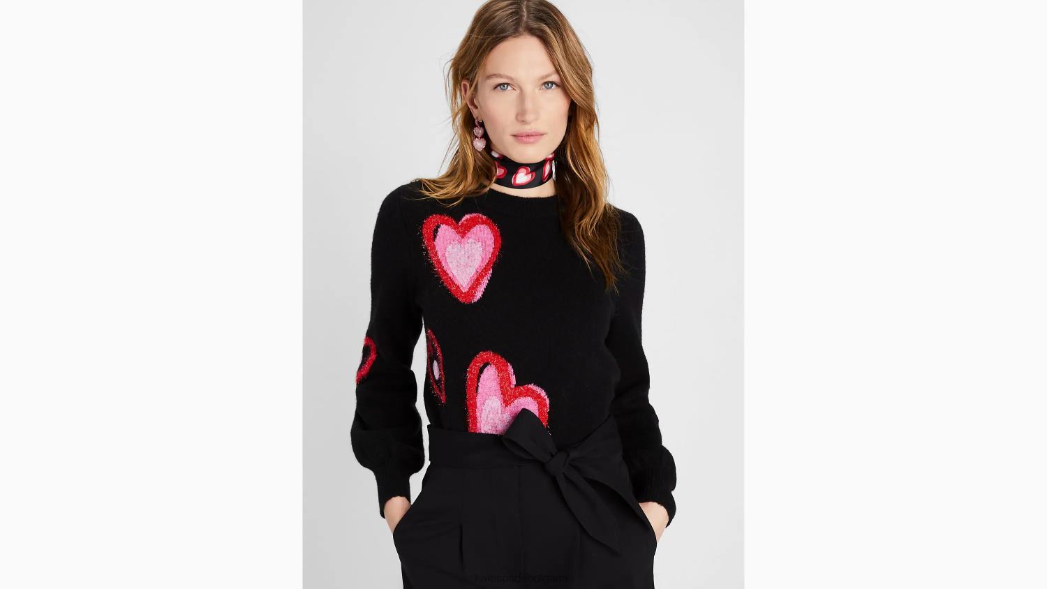 облекло Kate Spade пуловер с припокриващи се сърца черно мулти Жени 2N00B889
