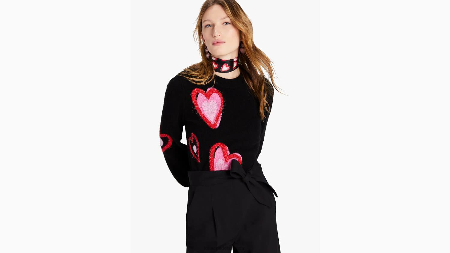 облекло Kate Spade пуловер с припокриващи се сърца черно мулти Жени 2N00B889
