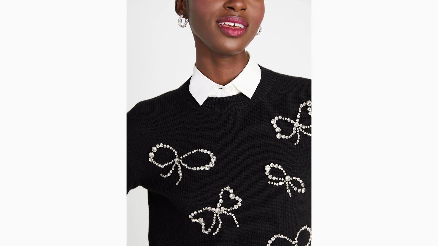 облекло Kate Spade пуловер с панделка с кристали черен Жени 2N00B960