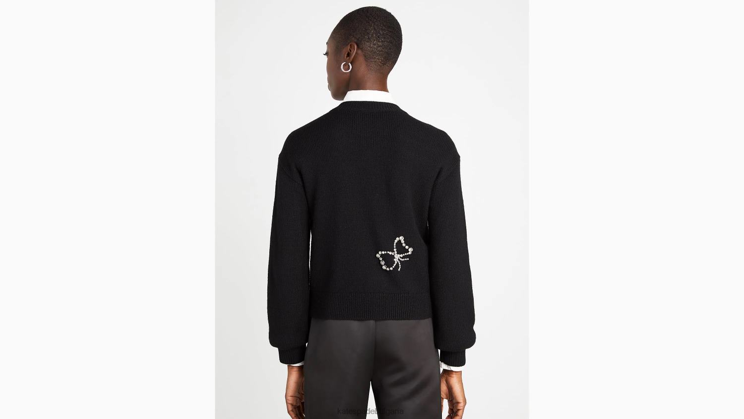 облекло Kate Spade пуловер с панделка с кристали черен Жени 2N00B960