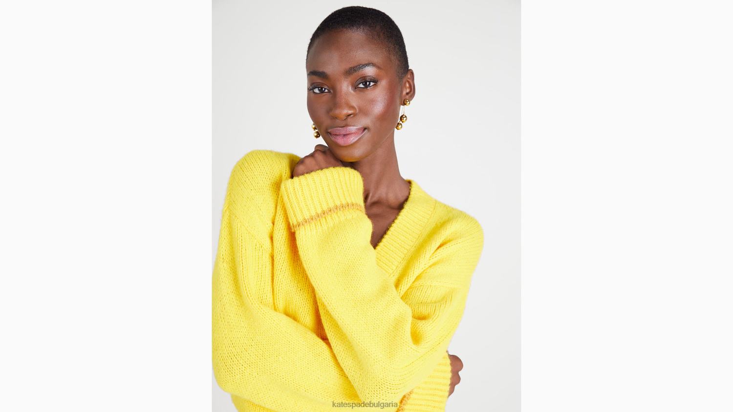 облекло Kate Spade пуловер с V-образно деколте шафраново жълто Жени 2N00B881
