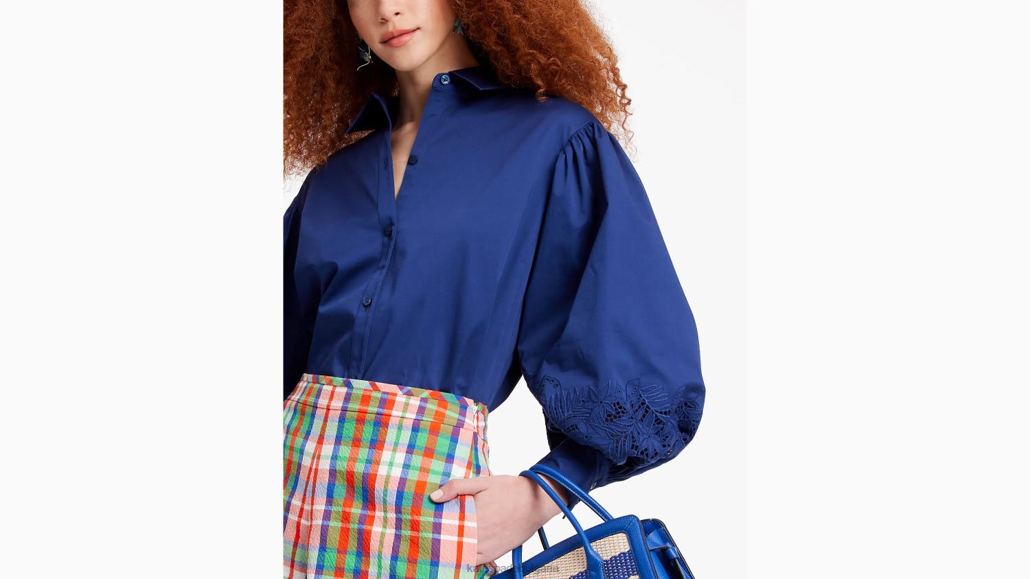 облекло Kate Spade бродирана риза от поплин френски флот Жени 2N00B729