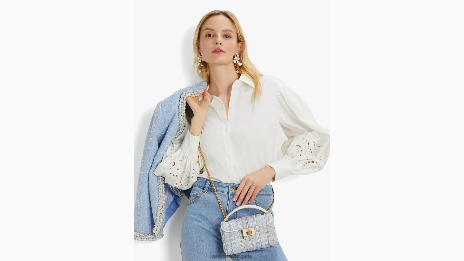 облекло Kate Spade бродирана риза от поплин прясно бяло Жени 2N00B747