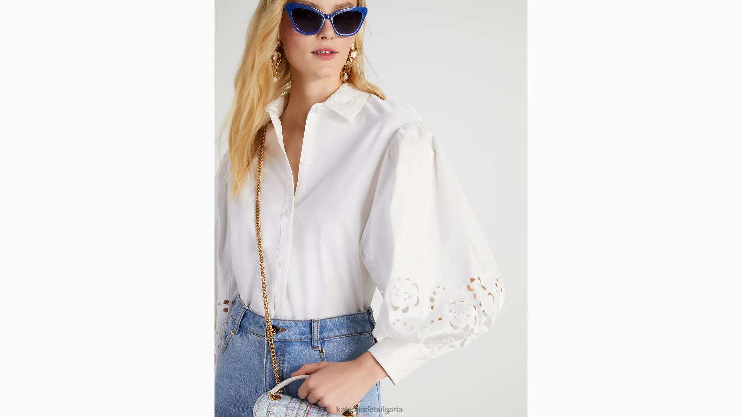 облекло Kate Spade бродирана риза от поплин прясно бяло Жени 2N00B747