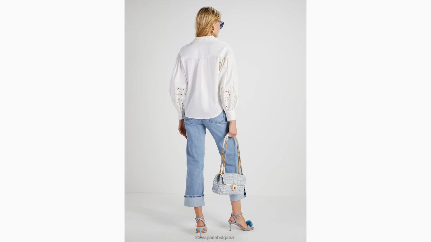 облекло Kate Spade бродирана риза от поплин прясно бяло Жени 2N00B747