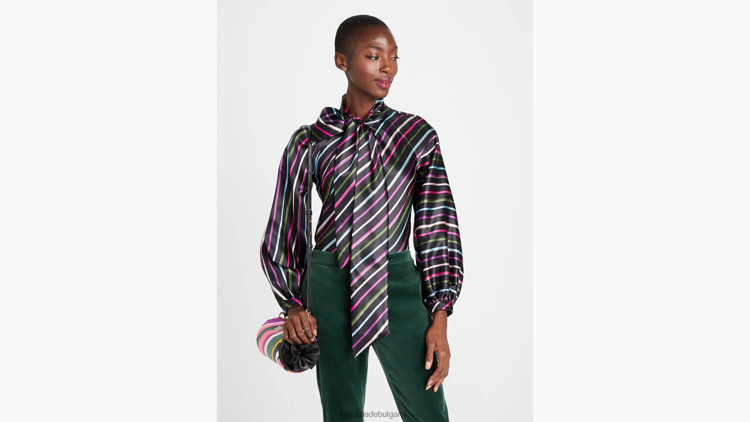 облекло Kate Spade риза с вратовръзка на парти райета черен Жени 2N00B878