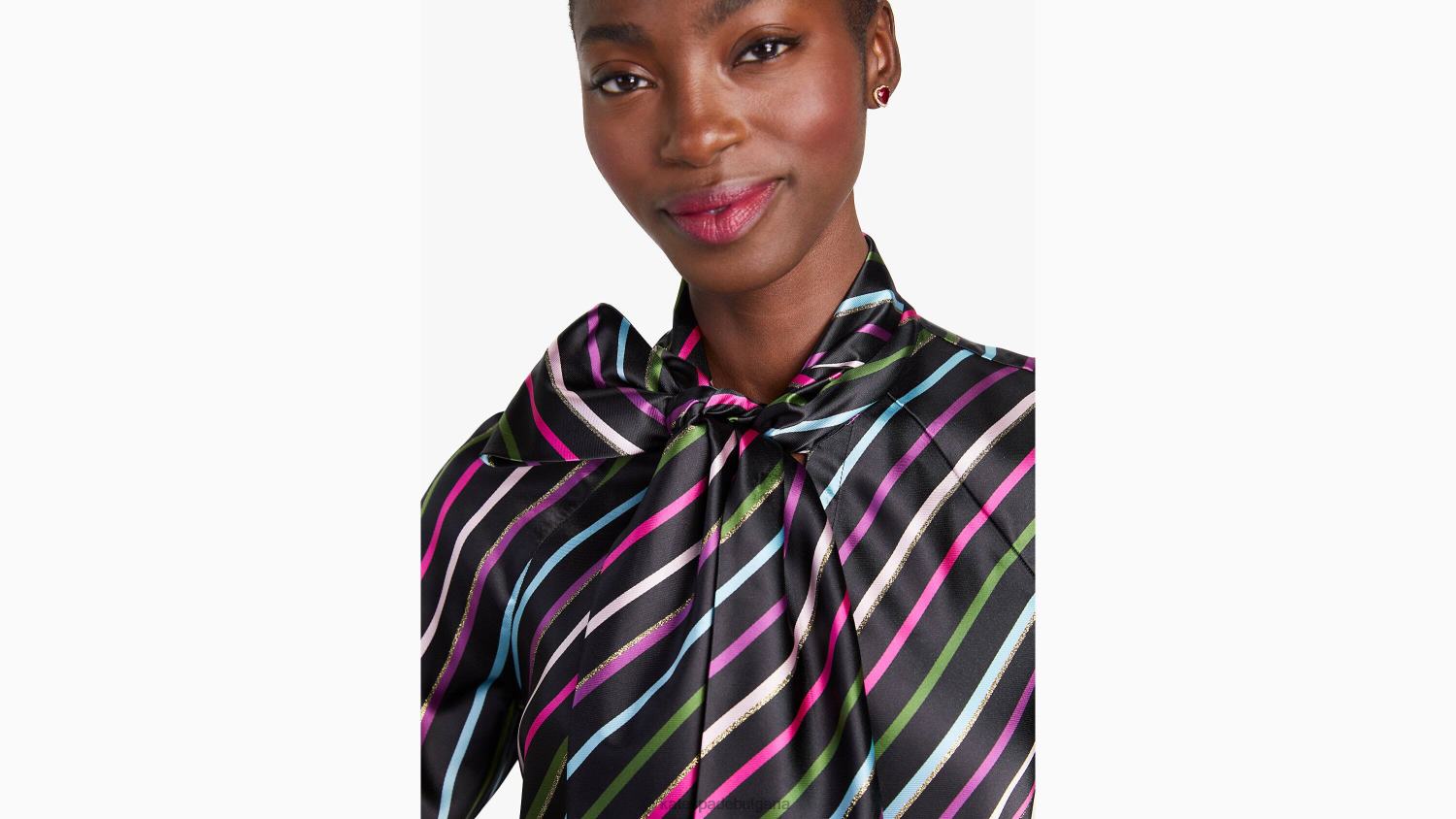 облекло Kate Spade риза с вратовръзка на парти райета черен Жени 2N00B878