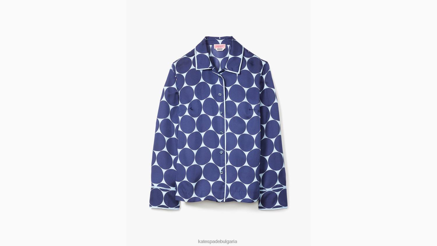 облекло Kate Spade риза от копринен кепър на радостни точки цитриново синьо Жени 2N00B924