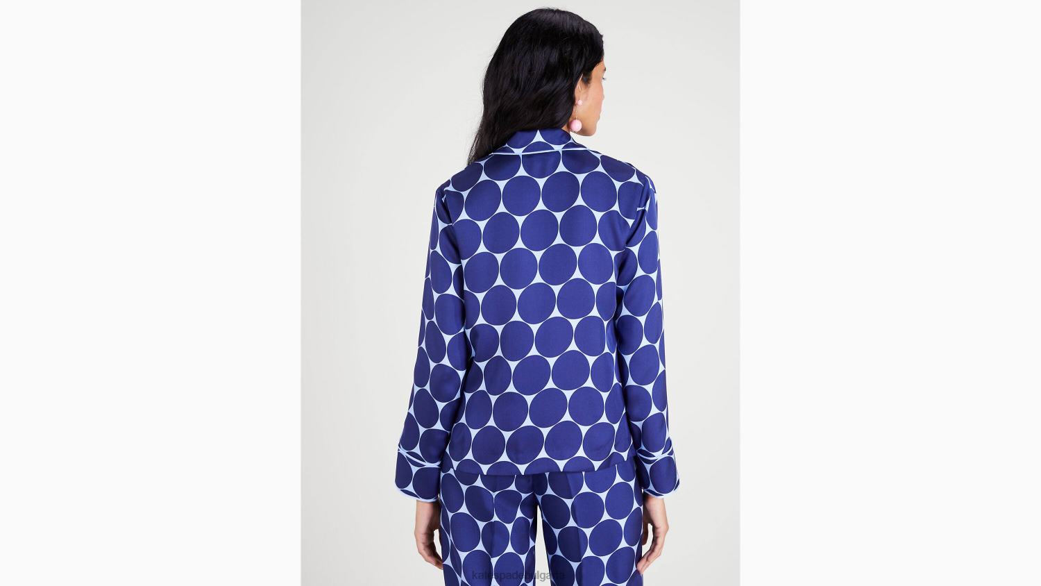 облекло Kate Spade риза от копринен кепър на радостни точки цитриново синьо Жени 2N00B924