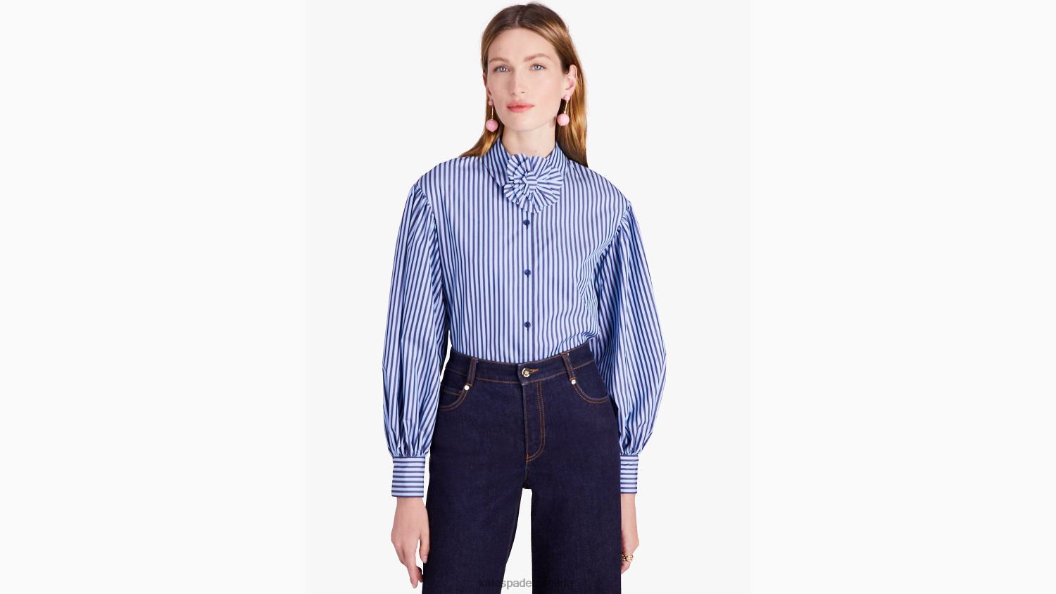 облекло Kate Spade тениска с ивици за сладкиши цитриново синьо Жени 2N00B948