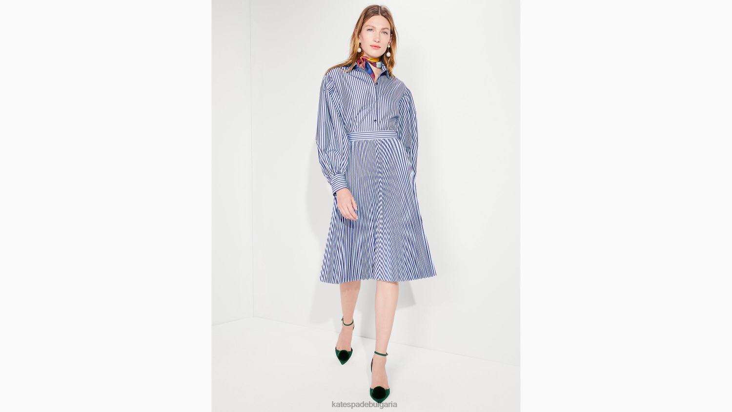 облекло Kate Spade тениска с ивици за сладкиши цитриново синьо Жени 2N00B948