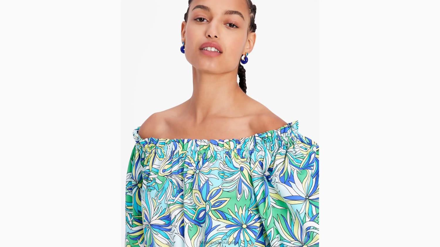 облекло Kate Spade горнище с отворени рамене с флорални анемони ледниково синьо мулти Жени 2N00B692