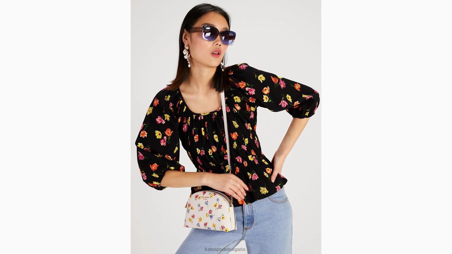 облекло Kate Spade лале хвърляне Ривиера топ черен Жени 2N00B741