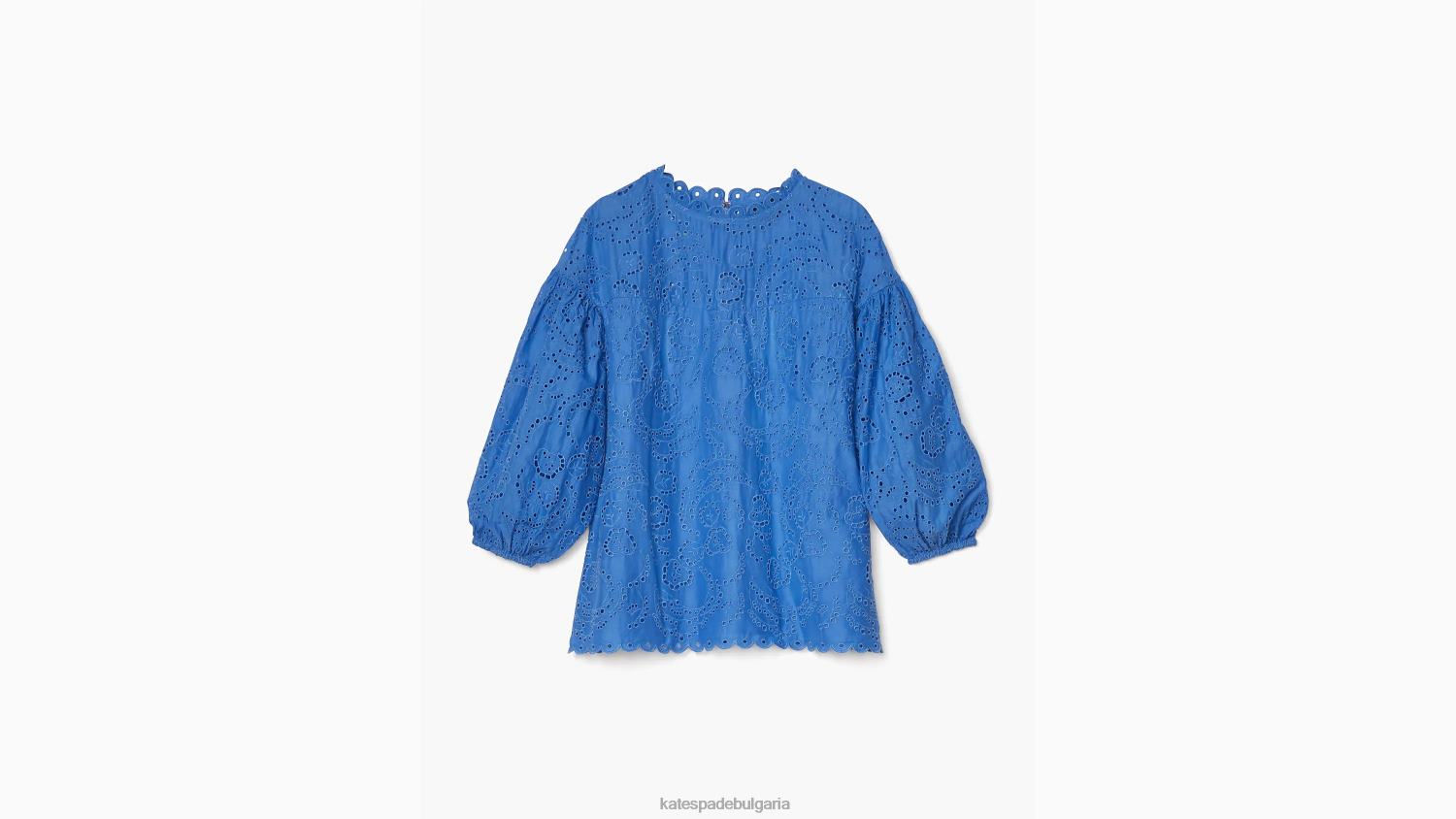 облекло Kate Spade горна част с буф ръкав с капси на цветя сапфирена мъгла Жени 2N00B756
