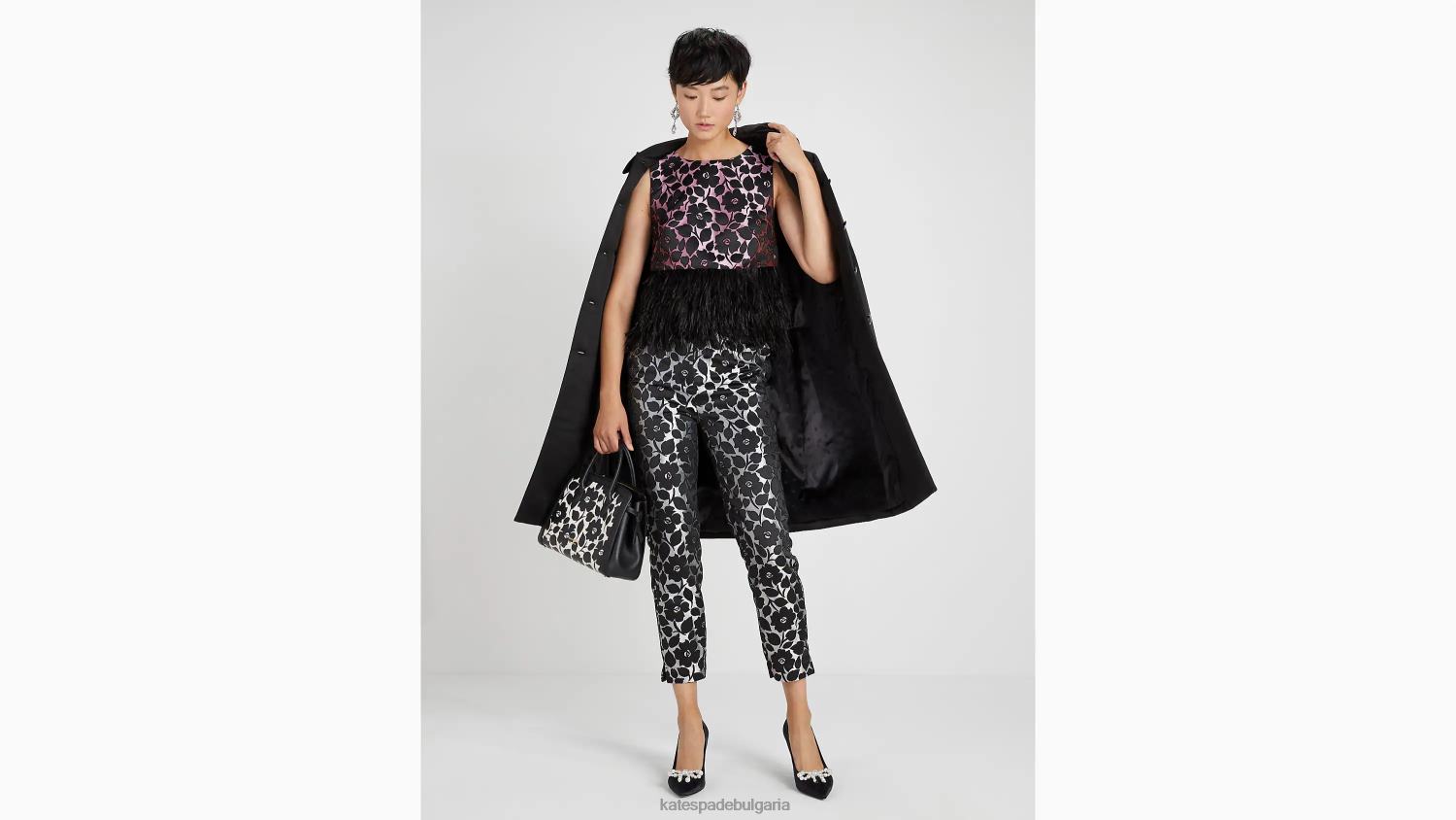 облекло Kate Spade розово градинско пера брокат горнище розов облак Жени 2N00B879