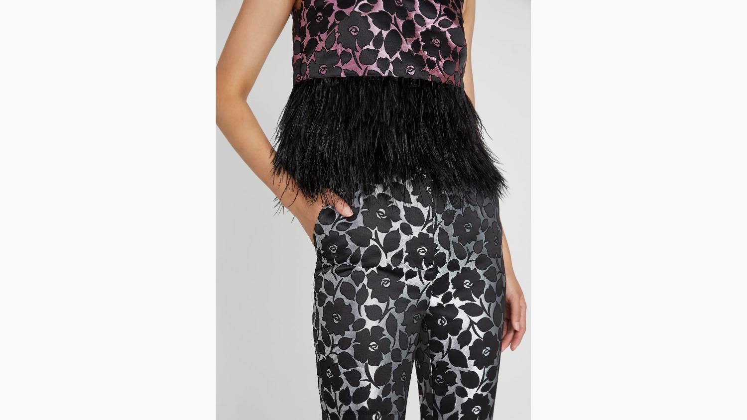 облекло Kate Spade розово градинско пера брокат горнище розов облак Жени 2N00B879