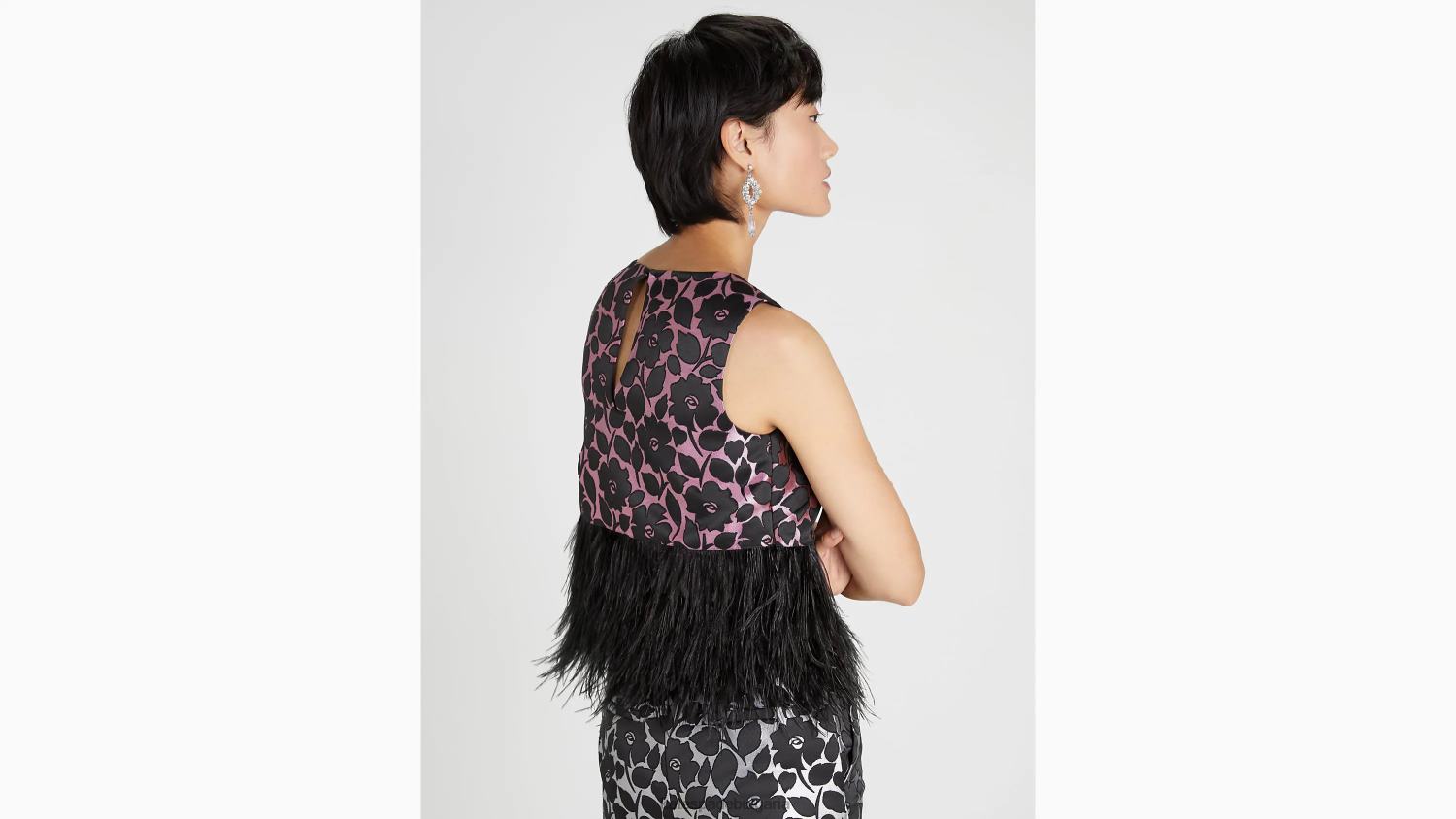 облекло Kate Spade розово градинско пера брокат горнище розов облак Жени 2N00B879