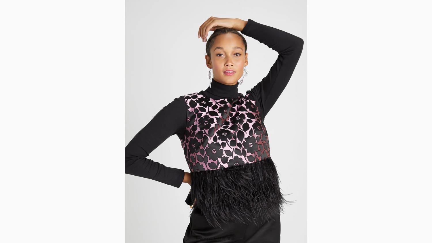 облекло Kate Spade розово градинско пера брокат горнище розов облак Жени 2N00B879