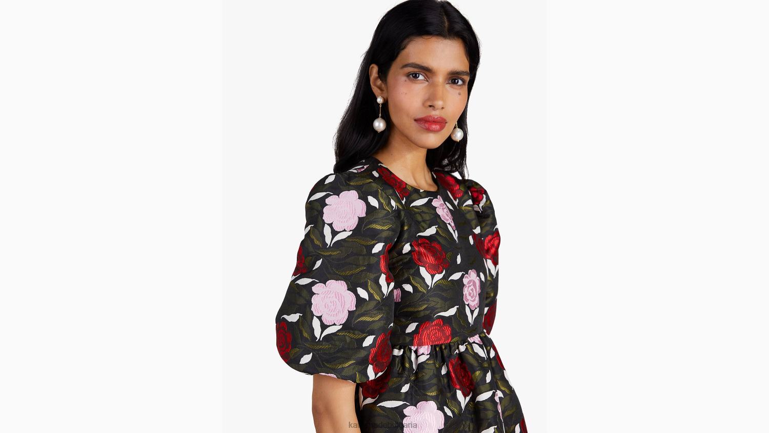 облекло Kate Spade розова градина брокатен топ черно мулти Жени 2N00B958