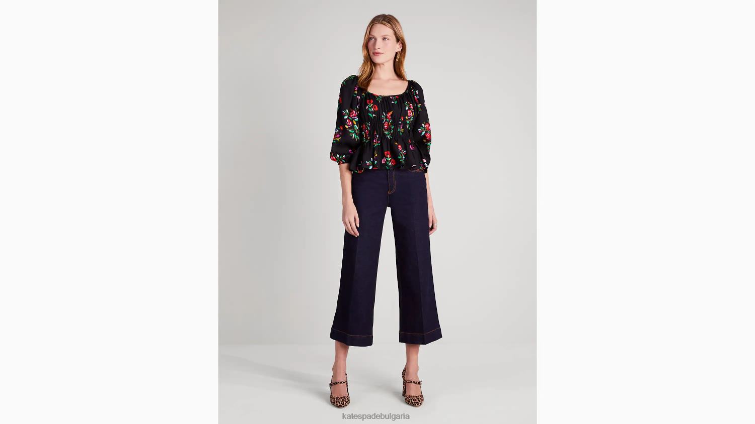 облекло Kate Spade есенно горнище Ривиера с дълъг ръкав на цветя черен Жени 2N00B965