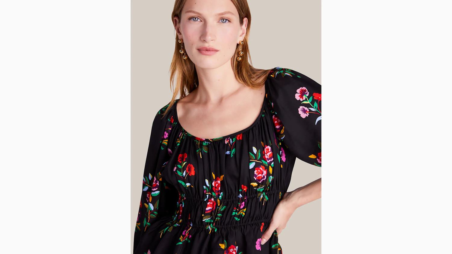 облекло Kate Spade есенно горнище Ривиера с дълъг ръкав на цветя черен Жени 2N00B965