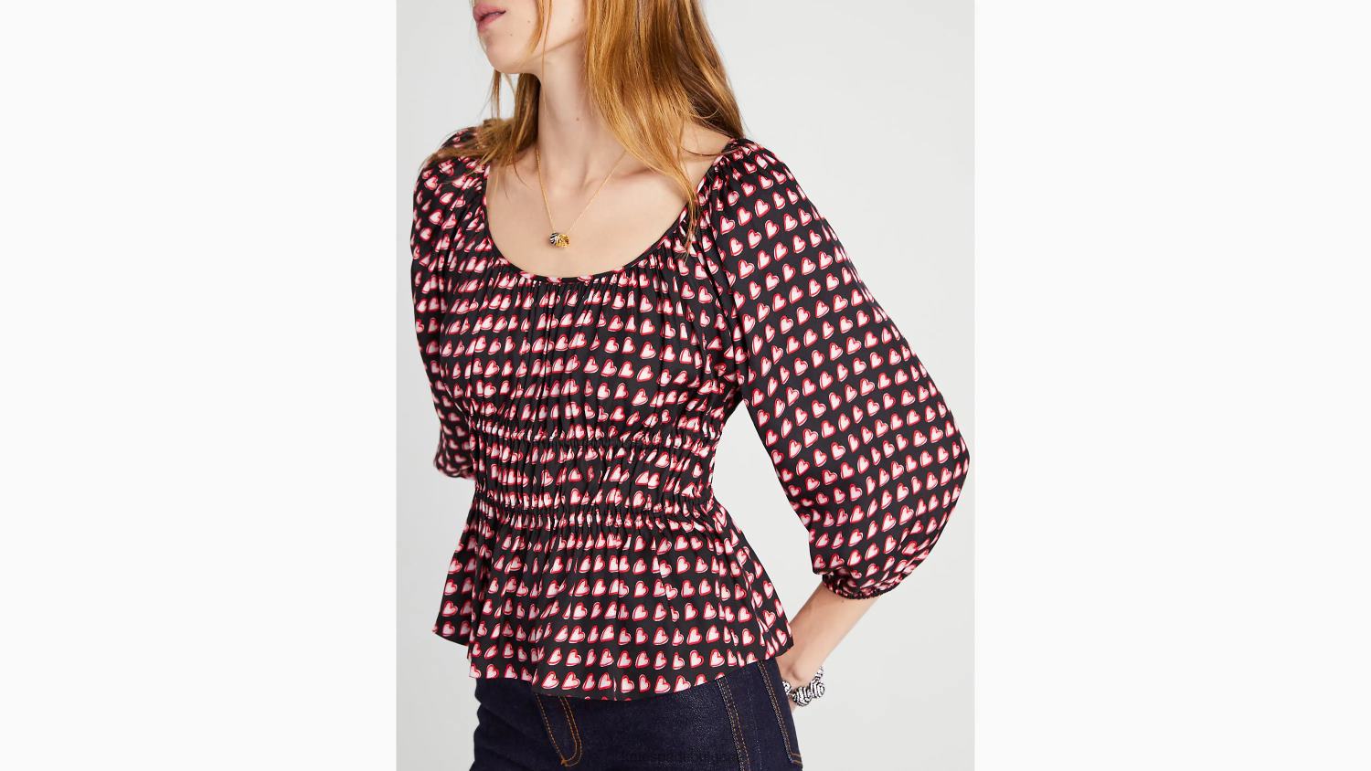 облекло Kate Spade горнище Riviera с дълъг ръкав с красиви сърца черно мулти Жени 2N00B890