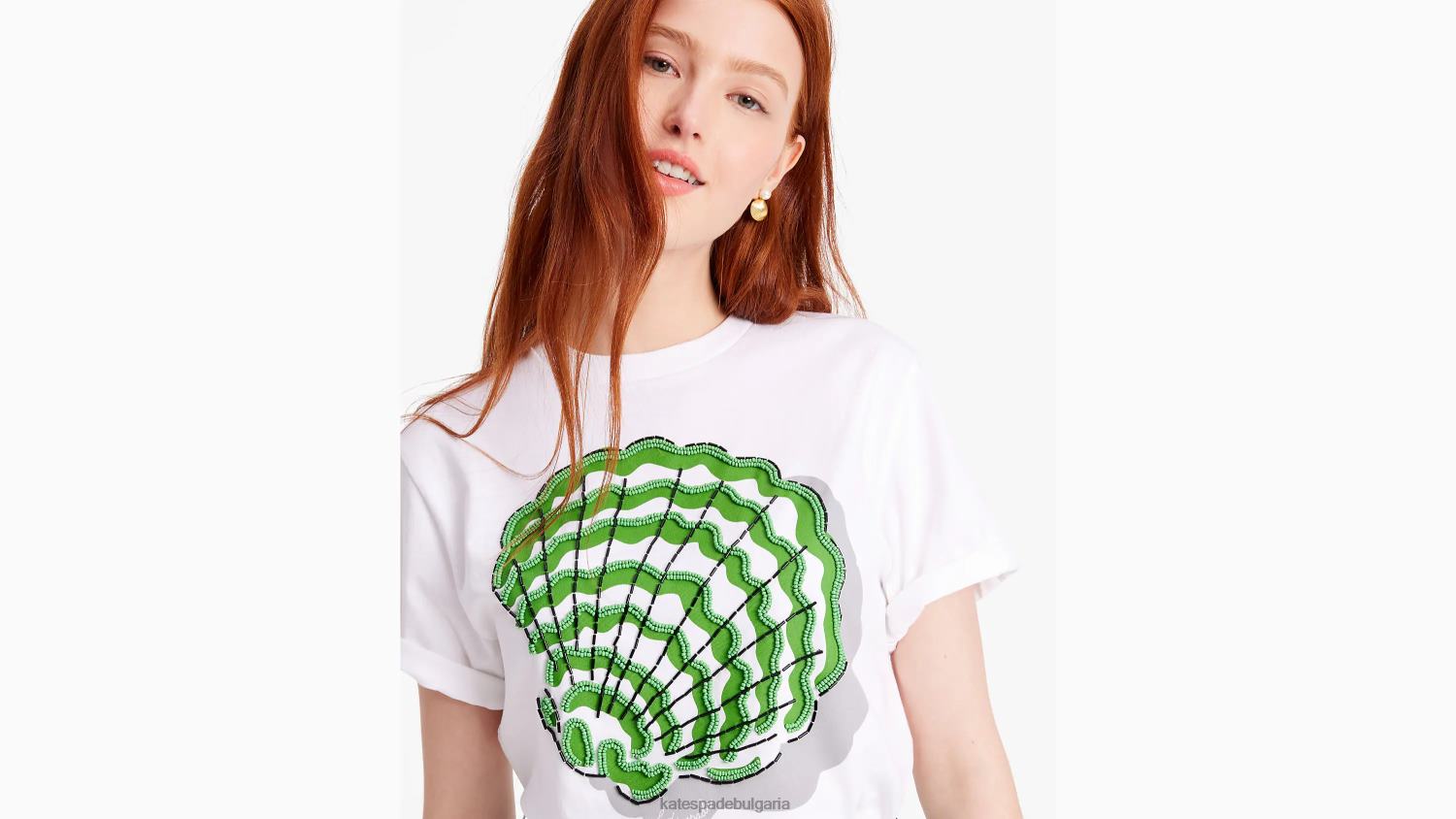 облекло Kate Spade украсена тениска с черупки прясно бяло Жени 2N00B690