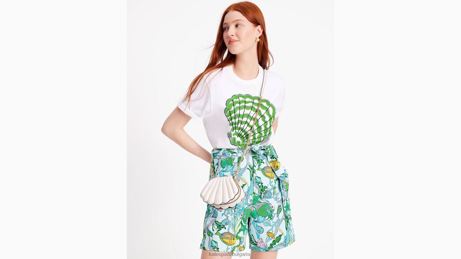 облекло Kate Spade украсена тениска с черупки прясно бяло Жени 2N00B690